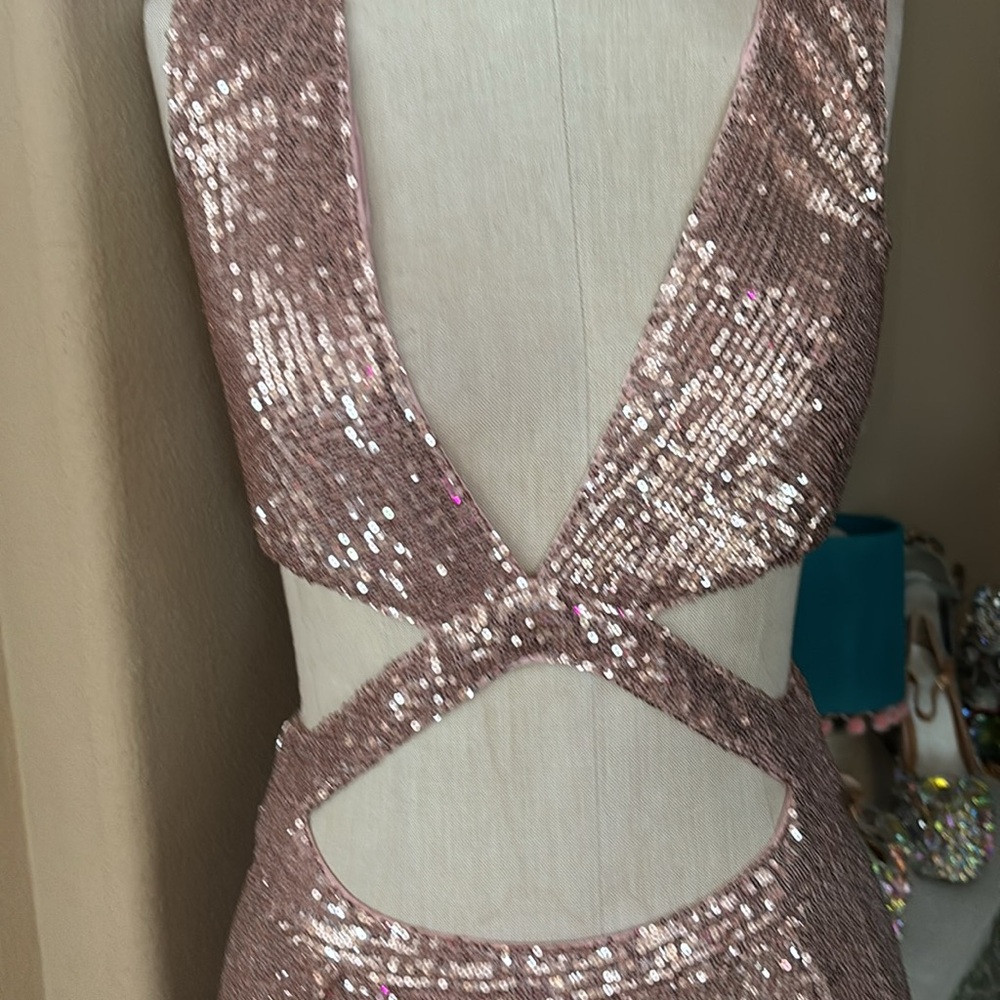 ABYSS by Abby Sequin Cut Out Dress w/double front slits -Never worn - Picture 3 of 13